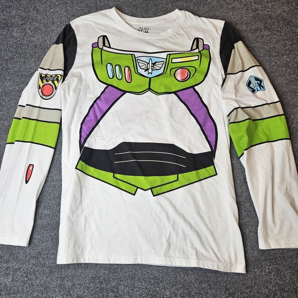 Disney Buzz Lightyear Longsleeve Tshirt Toy Story Size XL Pixar AOP Front & Back